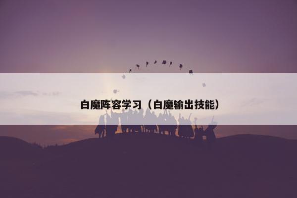 白魔阵容学习（白魔输出技能）