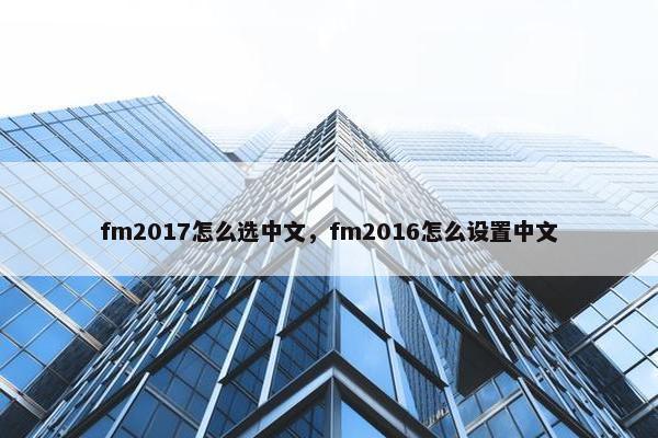 fm2017怎么选中文，fm2016怎么设置中文