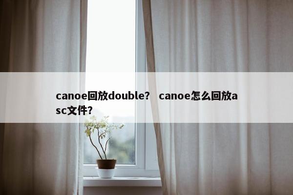 canoe回放double？ canoe怎么回放asc文件？