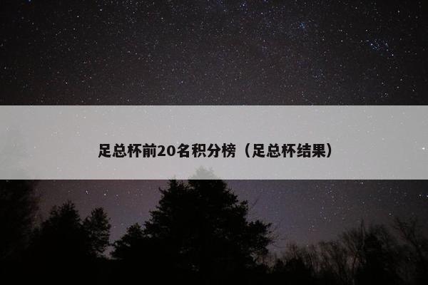 足总杯前20名积分榜（足总杯结果）