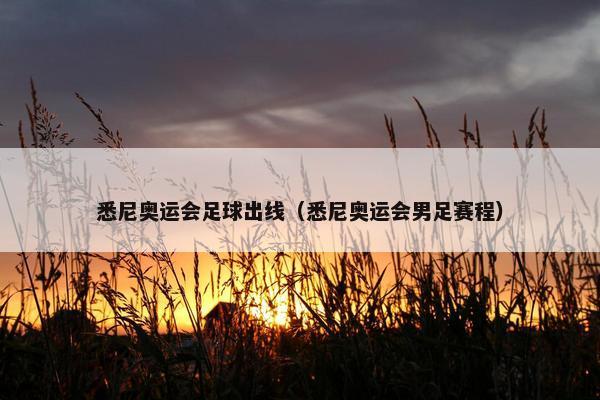 悉尼奥运会足球出线（悉尼奥运会男足赛程）