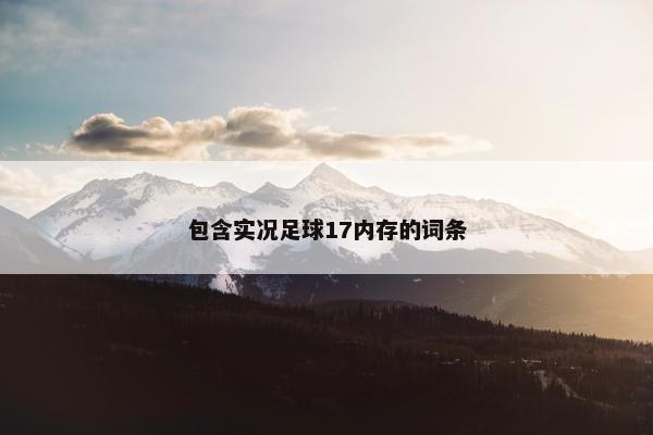 包含实况足球17内存的词条
