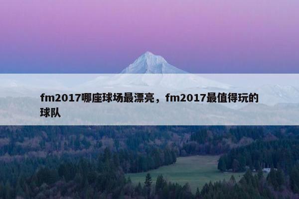 fm2017哪座球场最漂亮，fm2017最值得玩的球队