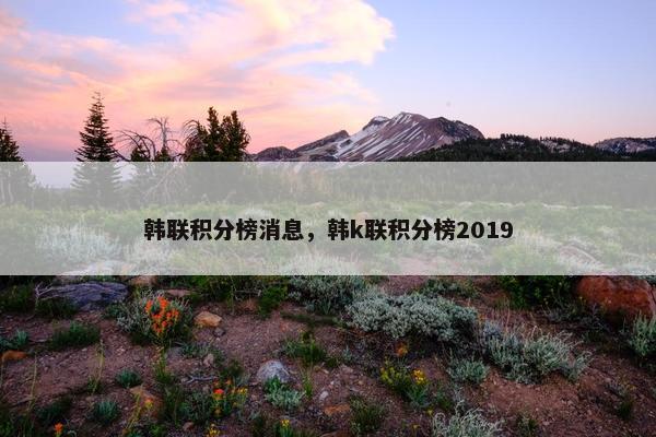 韩联积分榜消息，韩k联积分榜2019