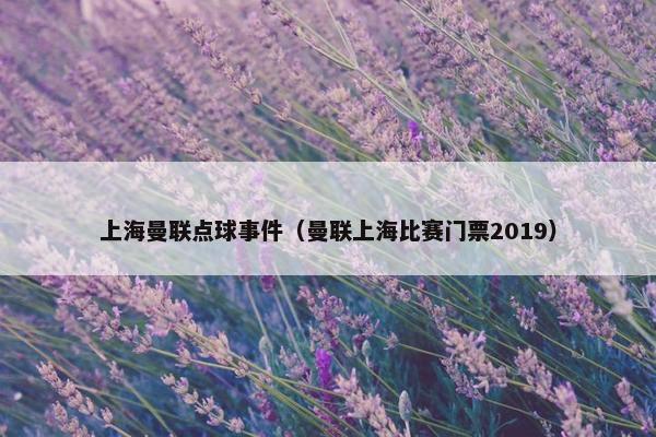 上海曼联点球事件（曼联上海比赛门票2019）