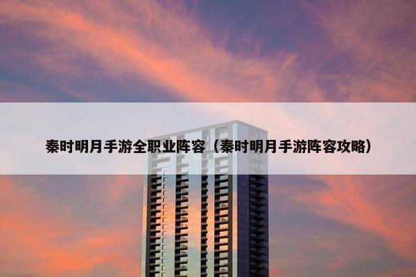 秦时明月手游全职业阵容（秦时明月手游阵容攻略）