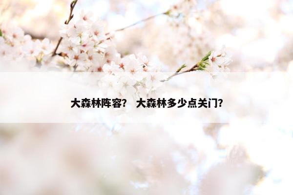 大森林阵容？ 大森林多少点关门？