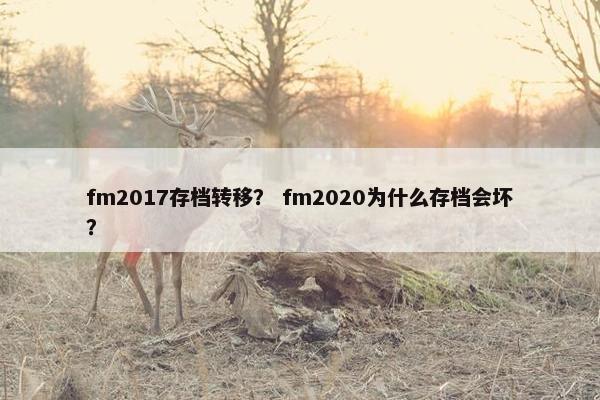 fm2017存档转移？ fm2020为什么存档会坏？