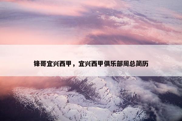 锋哥宜兴西甲，宜兴西甲俱乐部周总简历