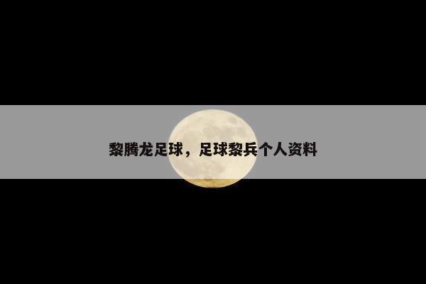 黎腾龙足球，足球黎兵个人资料