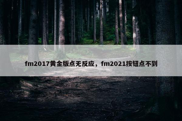 fm2017黄金版点无反应，fm2021按钮点不到