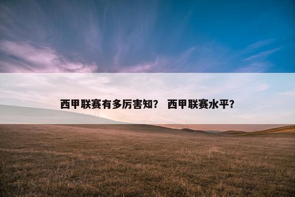 西甲联赛有多厉害知？ 西甲联赛水平？