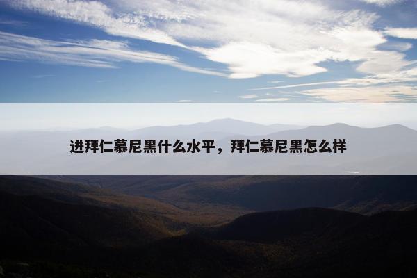 进拜仁慕尼黑什么水平，拜仁慕尼黑怎么样