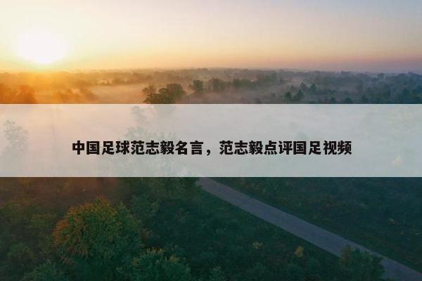 中国足球范志毅名言，范志毅点评国足视频