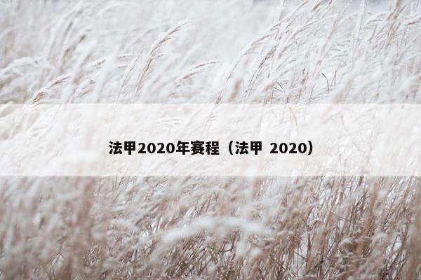法甲2020年赛程（法甲 2020）