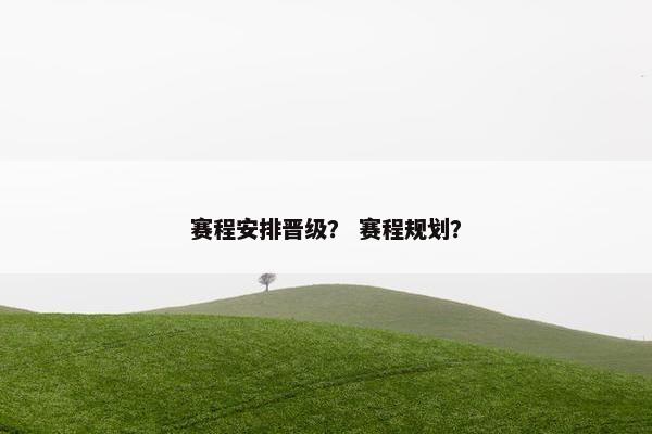 赛程安排晋级？ 赛程规划？