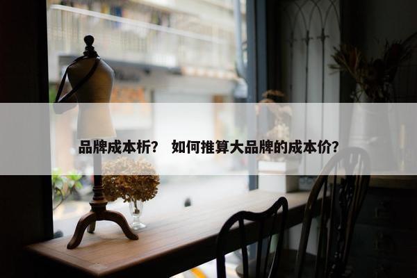 品牌成本析？ 如何推算大品牌的成本价？