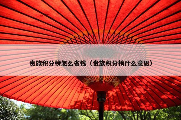 贵族积分榜怎么省钱（贵族积分榜什么意思）