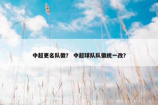 中超更名队徽？ 中超球队队徽统一改？