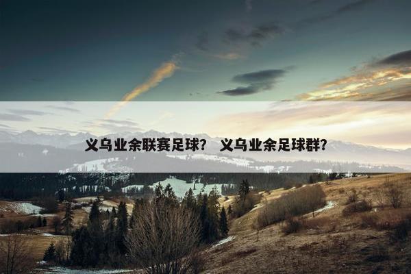 义乌业余联赛足球？ 义乌业余足球群？