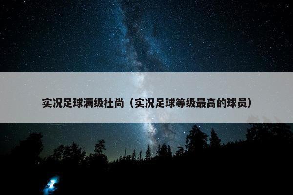 实况足球满级杜尚（实况足球等级最高的球员）