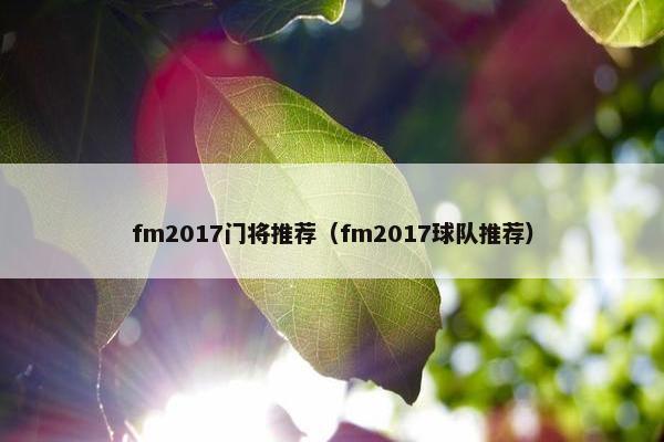 fm2017门将推荐（fm2017球队推荐）