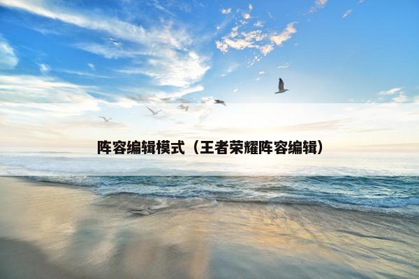 阵容编辑模式（王者荣耀阵容编辑）