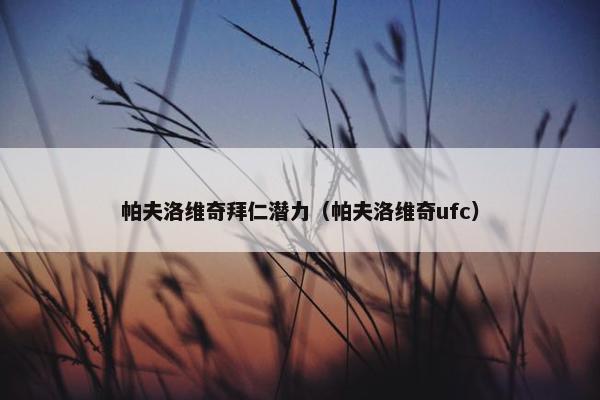 帕夫洛维奇拜仁潜力（帕夫洛维奇ufc）