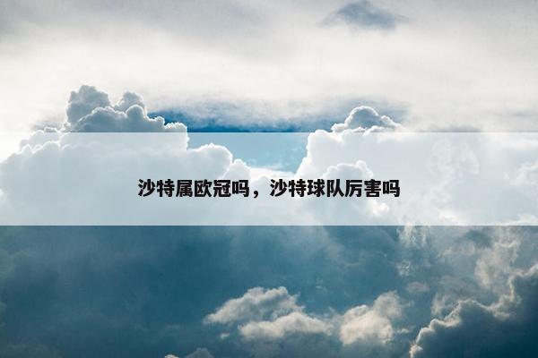 沙特属欧冠吗，沙特球队厉害吗