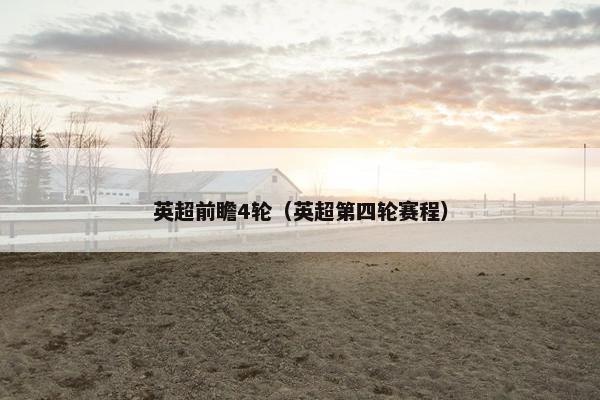 英超前瞻4轮（英超第四轮赛程）