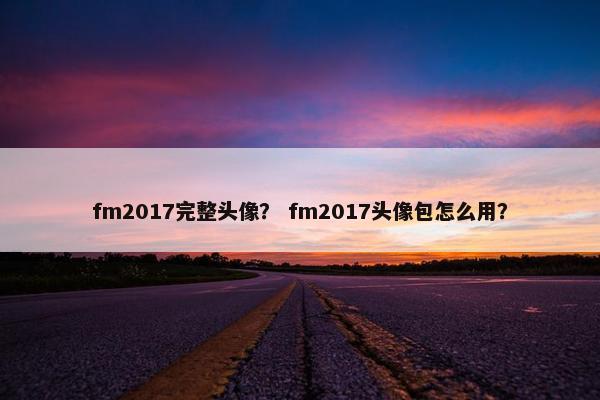 fm2017完整头像？ fm2017头像包怎么用？