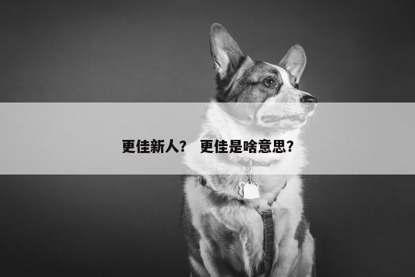 更佳新人？ 更佳是啥意思？