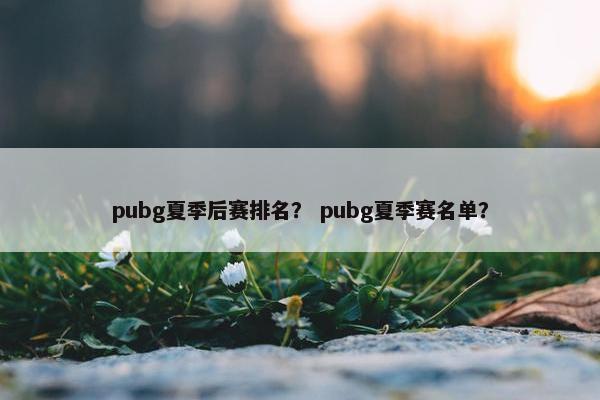 pubg夏季后赛排名？ pubg夏季赛名单？