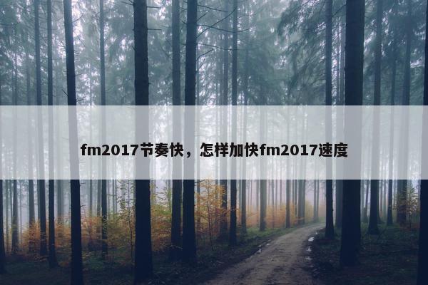 fm2017节奏快，怎样加快fm2017速度