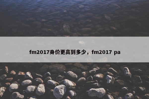 fm2017身价更高到多少，fm2017 pa