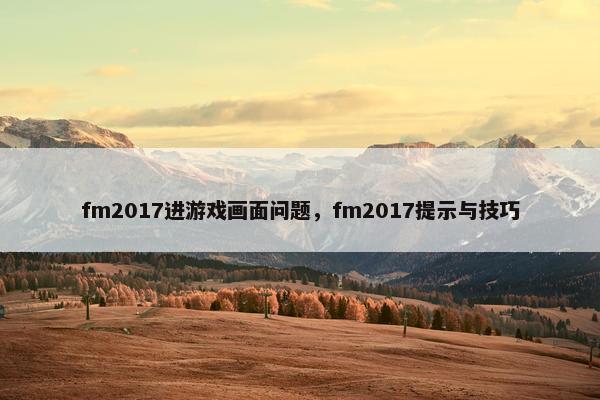 fm2017进游戏画面问题，fm2017提示与技巧