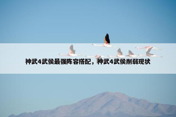 神武4武侯最强阵容搭配，神武4武侯削弱现状