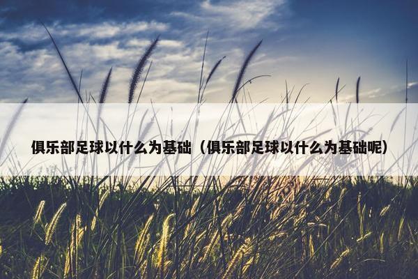 俱乐部足球以什么为基础（俱乐部足球以什么为基础呢）