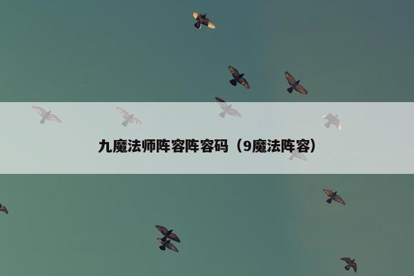 九魔法师阵容阵容码（9魔法阵容）