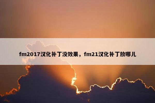 fm2017汉化补丁没效果，fm21汉化补丁放哪儿