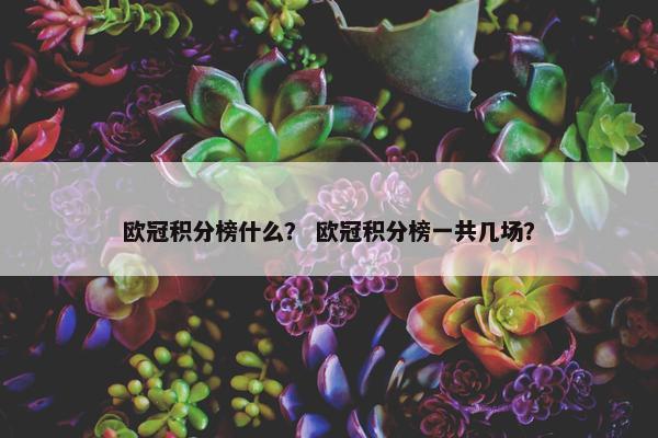 欧冠积分榜什么？ 欧冠积分榜一共几场？